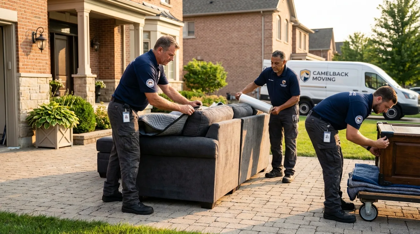 Large estate moving crew wrapping furniture in Benton, AR