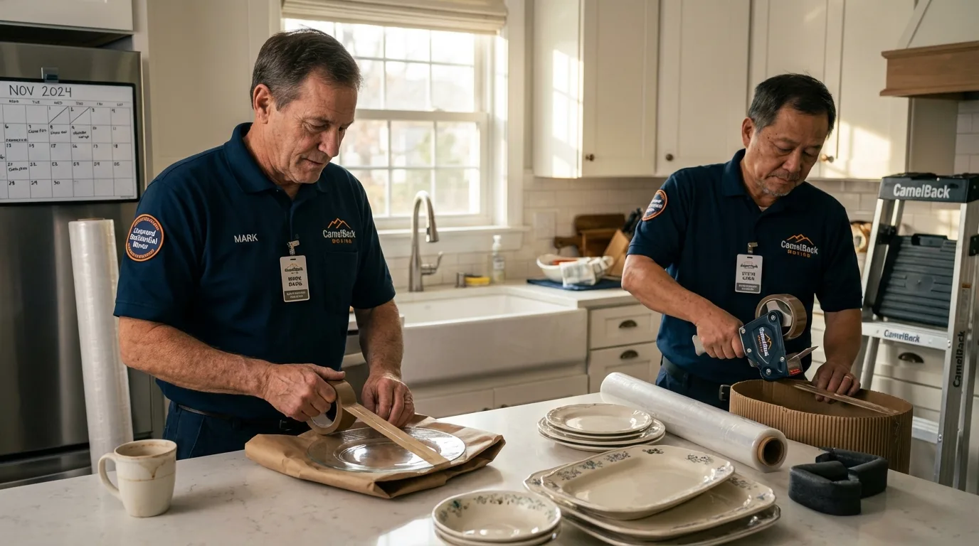 Professional crew packing kitchen dishware in Benton, AR